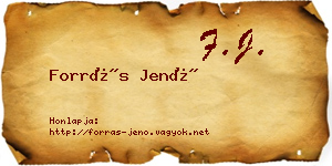 Forrás Jenő névjegykártya